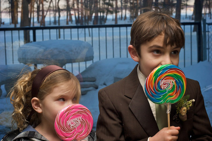 Boy and girl with Whirly Pops